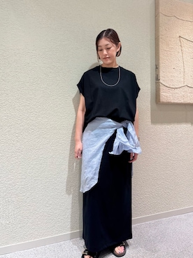 「かぐれ（カグレ）のERICKA NICOLAS BEGAY　PLAIN DESIGN NECKLACE 70（ネックレス、シルバー系）」を使った、rikaさん（レディース・161cm）の夏コーディネート
