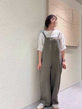 「かぐれ（カグレ）のリネンフリルスリーブプルオーバー（シャツ/ブラウス、ホワイト系）」を使った、rikaさん（レディース・161cm）の春コーディネート