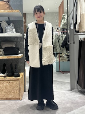 「アイテム（アクセサリー、グレー系）」を使った、かとちゃんさん（レディース・154cm）の秋コーディネート