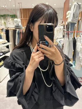 「LEPSIM（レプシィム）のストレッチサテンスカート　497324（スカート）」を使った、かとちゃんさん（レディース・154cm）の秋コーディネート