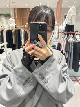 「LEPSIM（レプシィム）のWブレストジャケット　633994（テーラードジャケット、グレー系）」を使った、かとちゃんさん（レディース・154cm）の春コーディネート