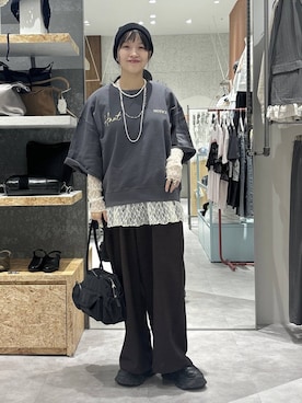 「LEPSIM（レプシィム）の3連ボールネックレス　287544（ネックレス、シルバー系）」を使った、かとちゃんさん（レディース・154cm）の春コーディネート