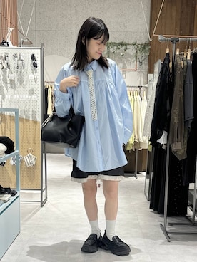 「LEPSIM（レプシィム）の《オフィスライン》アソートショートパンツ　637919（その他パンツ、グレー系）」を使った、かとちゃんさん（レディース・154cm）の春コーディネート