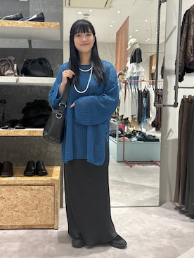「LEPSIM（レプシィム）のストレッチサテンスカート　497324（スカート）」を使った、かとちゃんさん（レディース・154cm）の秋コーディネート