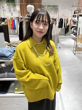 「LEPSIM（レプシィム）のストレッチサテンスカート　497324（スカート）」を使った、かとちゃんさん（レディース・154cm）の秋コーディネート