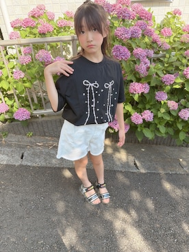 「URBAN CHERRY（アーバンチェリー）のアイテム（トップス、ブラック系）」を使った、yurimari1118さん（キッズ・140cm）の夏コーディネート
