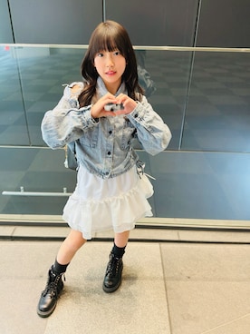 「algy（アルジー）のレイヤードスカート&あったかインパンセット（スカート、ホワイト系）」を使った、yurimari1118さん（キッズ・140cm）の春コーディネート
