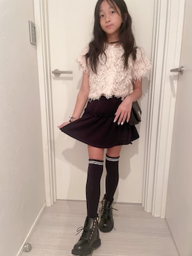 「アイテム（スカート）」を使った、yurimari1118さん（キッズ・140cm）の秋コーディネート