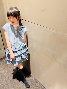 「10C REPIPI（ジューシーレピピ）のアイテム（トップス、ブルー系）」を使った、yurimari1118さん（キッズ・140cm）の春コーディネート