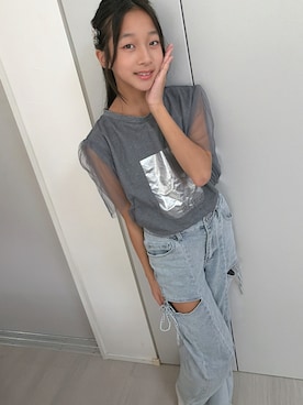 「mily bilet（ミウィビレット）のアイテム」を使った、yurimari1118さん（キッズ・147cm）の秋コーディネート