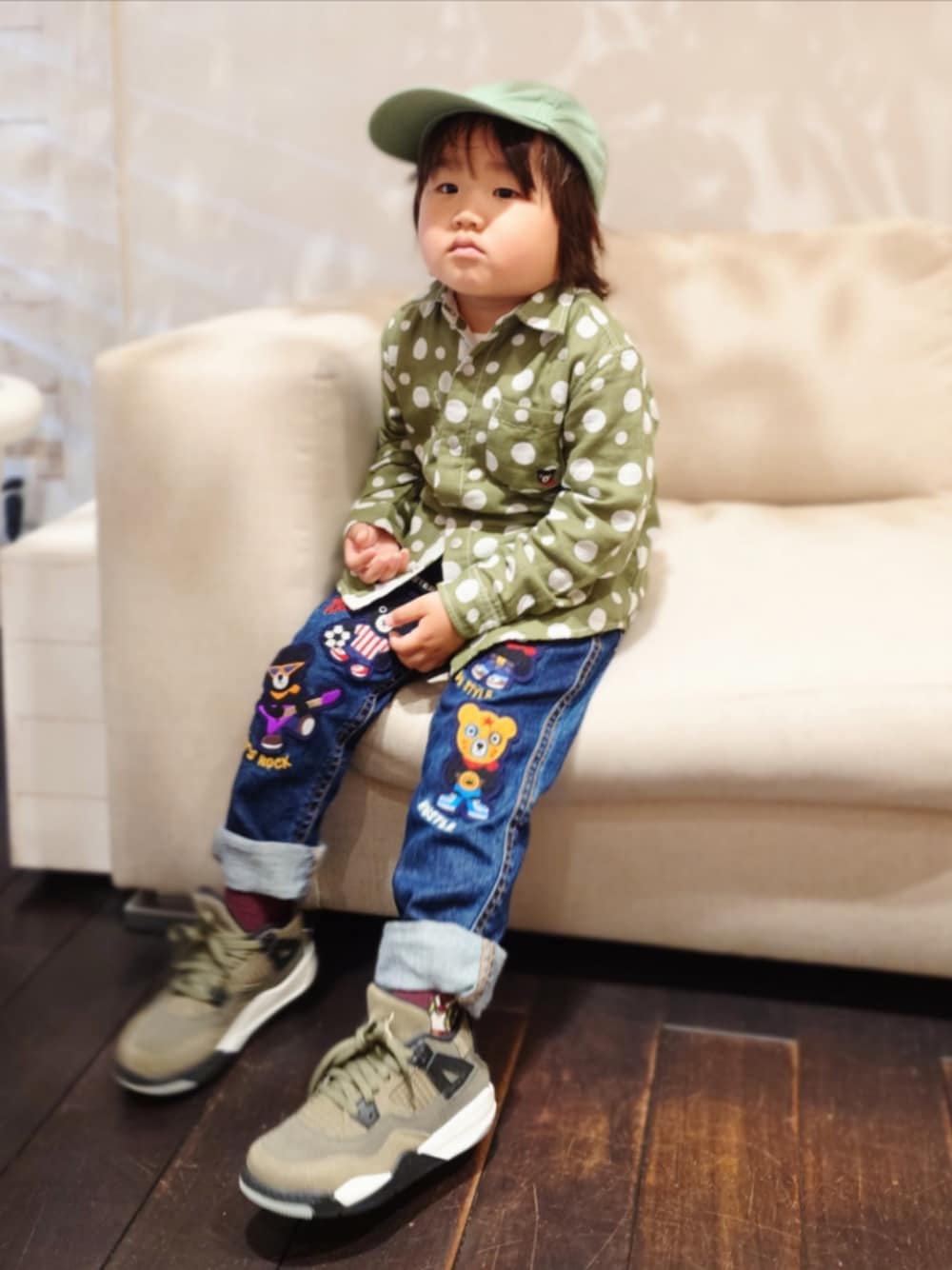 お饅頭┃評価付きスタイリングさんの「コットン チノ ボール キャップ（POLO RALPH LAUREN CHILDRENSWEAR）」を使ったコーディネートの1枚目の写真
