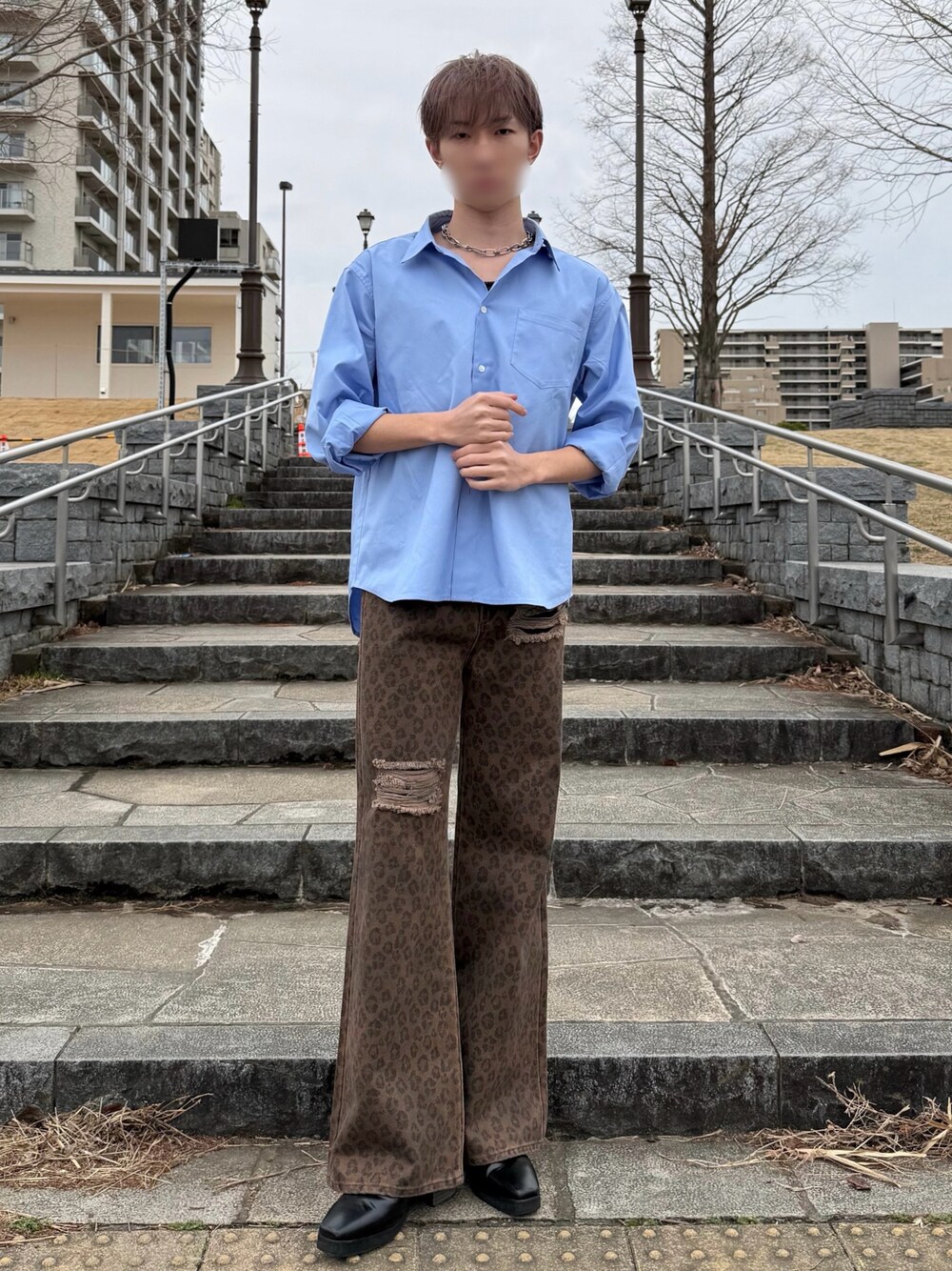 GRANCY】Leopard Damage Flare Pants / レオパードダメージフレア