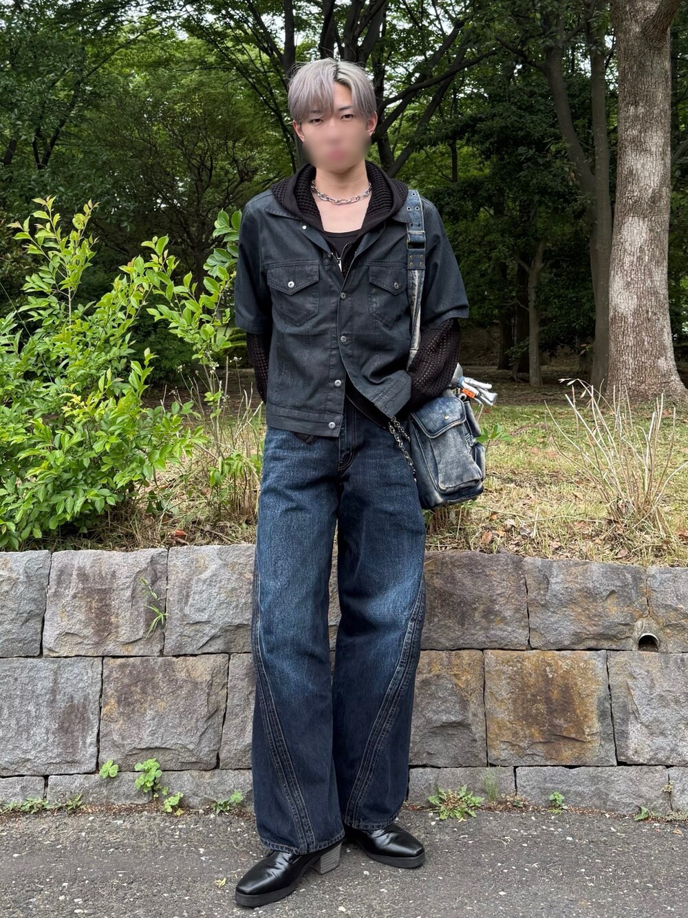 CLEL】Foil Print Trucker Design Denim Shirt / 箔プリント