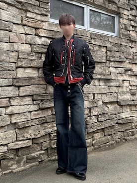 「アイテム（MA-1）」を使った、FUTABAさん（メンズ・176cm）の春コーディネート