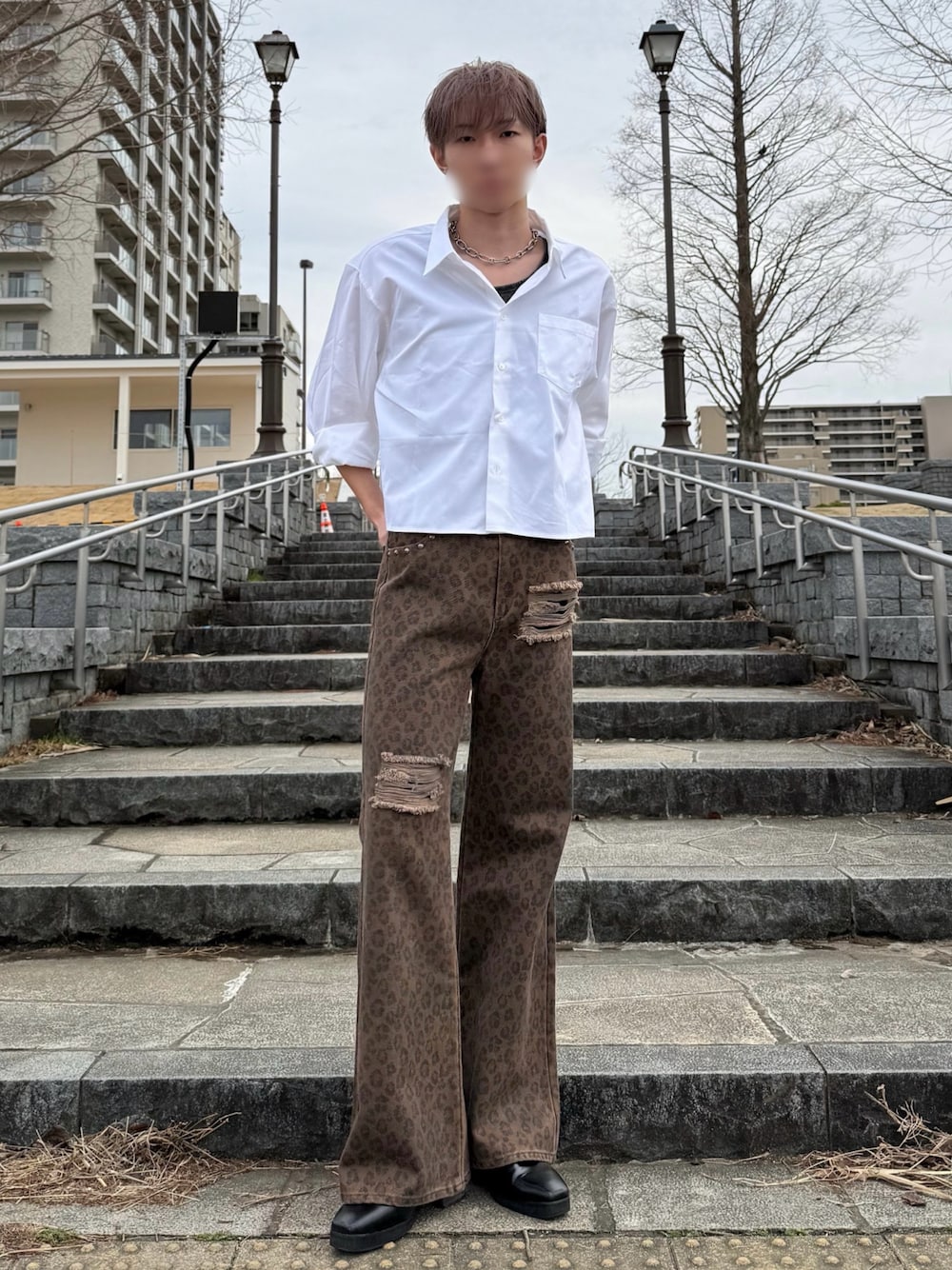 GRANCY】Leopard Damage Flare Pants / レオパードダメージフレア