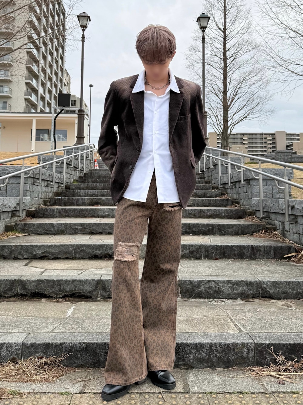 GRANCY】Leopard Damage Flare Pants / レオパードダメージフレア