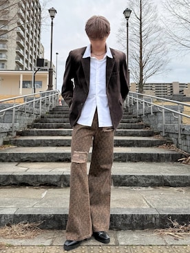 「GRANCY（グランシー）のアイテム（パンツ）」を使った、FUTABAさん（メンズ・176cm）の春コーディネート