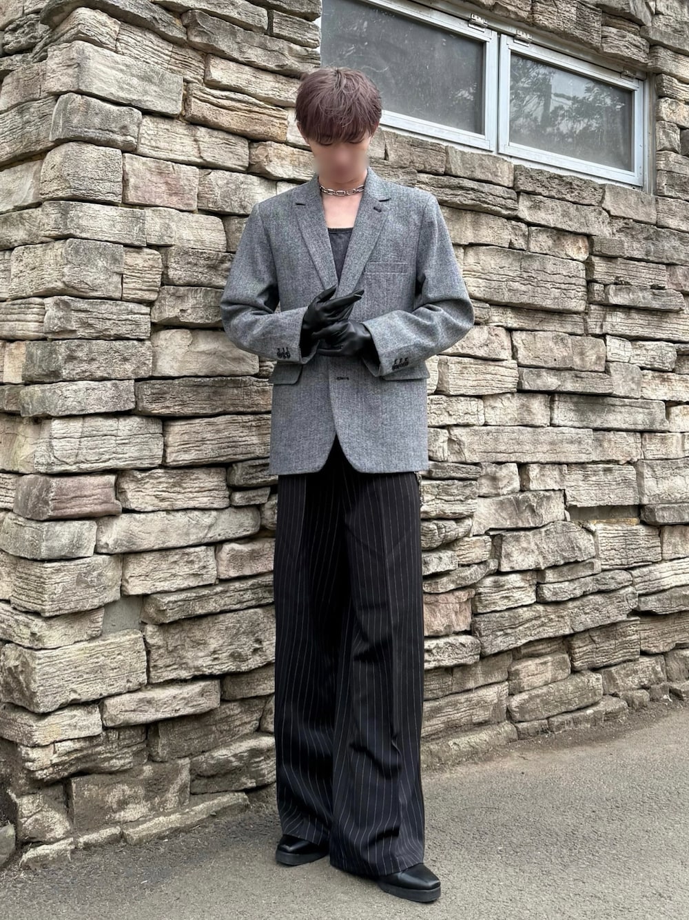 CLEL】Wool Blend Herringbone Tweed Tailored Jacket / ウール