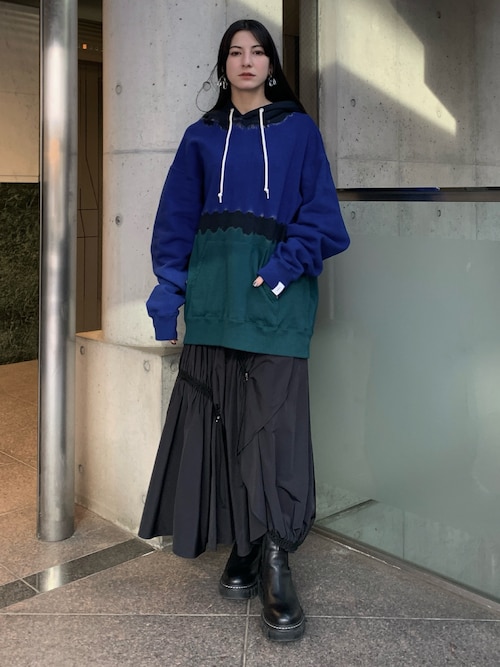 UN3D.（アンスリード） ロング スカート 夏 WAVE DRAWSTRING FLARE SK