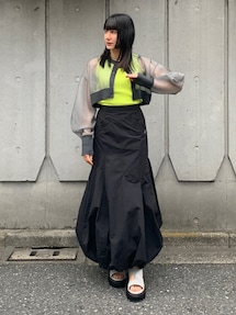 UN3D. 2TONE SHEER KT 2トーンシアーニットカーディガン