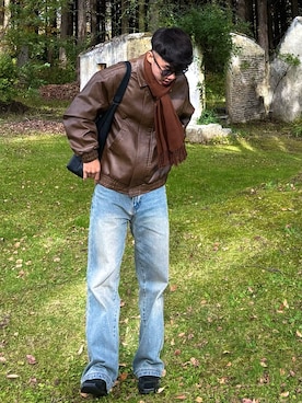 「アイテム（MA-1）」を使った、ku_roさん（メンズ・168cm）の冬コーディネート