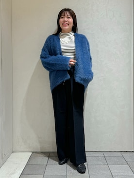 「タートルネック」｜「アイテム（スラックス）」を使った、たじさん（レディース・160cm）の冬コーディネート