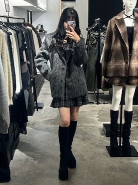 「アイテム（その他アウター、グレー系）」を使った、後藤帆花さん（レディース・162cm）の秋コーディネート