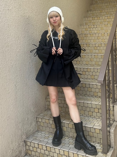 ギャザーリボンジャケットミニワンピース【セットアップ対応】 春服