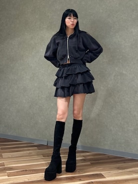 「EMODA（エモダ）のバルキープランプフィットブーツ（ブーツ）」を使った、後藤帆花さん（レディース・162cm）の秋コーディネート