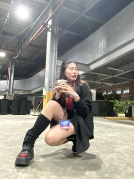 「blckのアイテム（ジャケット/アウター、ブラック系）」を使った、yochicfashioさん（レディース・168cm）の冬コーディネート