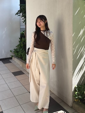 「callautia（カラウティア）のアイテム」を使った、つるたななみさん（レディース・154cm）の夏コーディネート