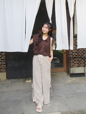 「mily bilet（ミウィビレット）のアイテム」を使った、つるたななみさん（レディース・154cm）の秋コーディネート