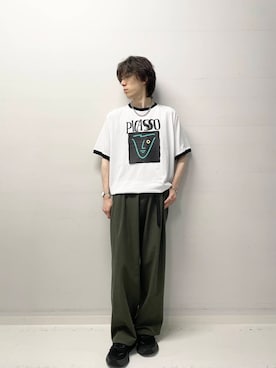 「カーキ」｜「アイテム（チノパンツ）」を使った、Renさん（メンズ・174cm）の夏コーディネート
