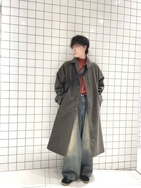 「SENSE OF PLACE by URBAN RESEARCH（センスオブプレイスバイアーバンリサーチ）のアイテム（ステンカラーコート）」を使った、Renさん（メンズ・174cm）の秋コーディネート