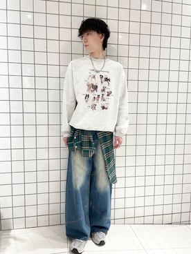 「冬の差し色コーデ」｜「アイテム（スウェット）」を使った、Renさん（メンズ・174cm）の冬コーディネート