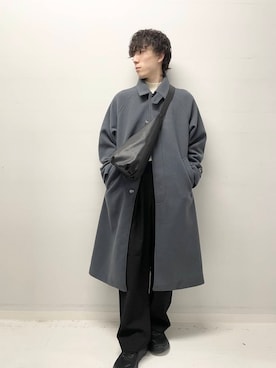 「アイテム（ステンカラーコート）」を使った、Renさん（メンズ・174cm）の冬コーディネート