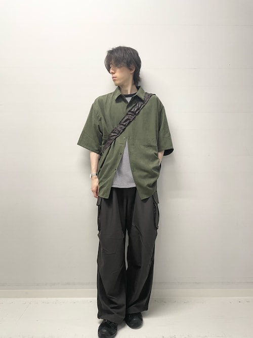 サテンシャツ ショートスリーブセット SENSE OF PLACE｜エクストラルーズピーチサテンショートスリーブ