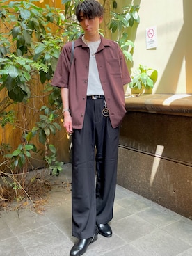 「ブラウンコーデ」｜「アイテム（その他シューズ）」を使った、Renさん（メンズ・174cm）の夏コーディネート