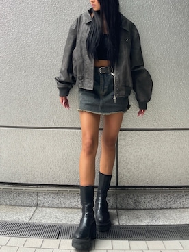 「秋」｜「アイテム（ブーツ）」を使った、藤原怜菜さん（レディース・157cm）の秋コーディネート