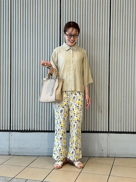 「URBAN RESEARCH DOORS（アーバンリサーチドアーズ）のハーフスリーブショートシャツ（シャツ/ブラウス、ベージュ系）」を使った、mayouedaさん（レディース・156cm）の夏コーディネート