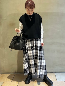 ナッピングウール2WAYベストを使った人気ファッションコーディネート