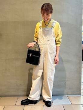 「アイテム（オールインワン・サロペット、ホワイト系）」を使った、mayouedaさん（レディース・156cm）の秋コーディネート
