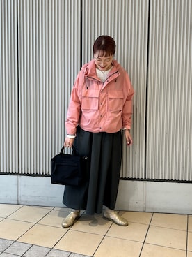 「URBAN RESEARCH DOORS（アーバンリサーチドアーズ）の『別注』Snow Peak Apparel×DOORS　U.L.DOUBLEWEAVEPARKER（テーラードジャケット、ピンク系）」を使った、mayouedaさん（レディース・156cm）の春コーディネート