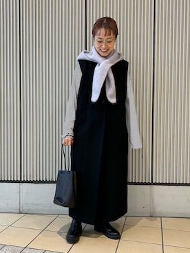 「アイテム（ストール/ショール）」を使った、mayouedaさん（レディース・156cm）の秋コーディネート