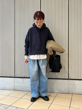 「アイテム（その他アウター、ベージュ系）」を使った、mayouedaさん（レディース・156cm）の秋コーディネート