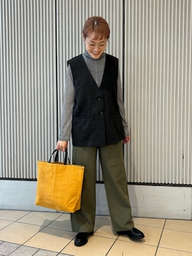 「アイテム（トートバッグ、オレンジ系）」を使った、mayouedaさん（レディース・156cm）の秋コーディネート