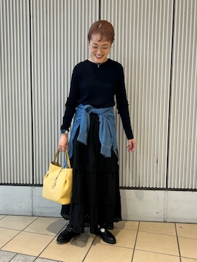 「スカートコーデ」｜「アイテム（ローファー）」を使った、mayouedaさん（レディース・156cm）の秋コーディネート