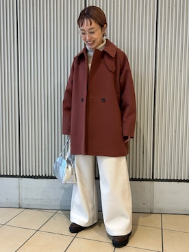 「アイテム（その他アウター、レッド系）」を使った、mayouedaさん（レディース・156cm）の冬コーディネート