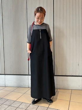 「URBAN RESEARCH DOORS（アーバンリサーチドアーズ）のバックVストレートキャミワンピース（ワンピース、ブラック系）」を使った、mayouedaさん（レディース・156cm）の夏コーディネート
