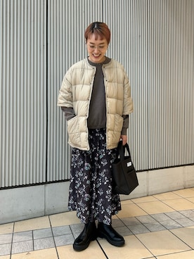 「アイテム（ダウンジャケット/コート）」を使った、mayouedaさん（レディース・156cm）の秋コーディネート